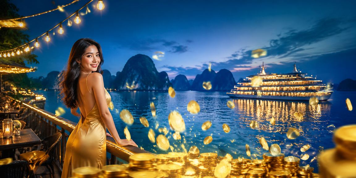 Không khí giải trí casino và cá cược nhìn ra vịnh Hạ Long về hoàng hôn